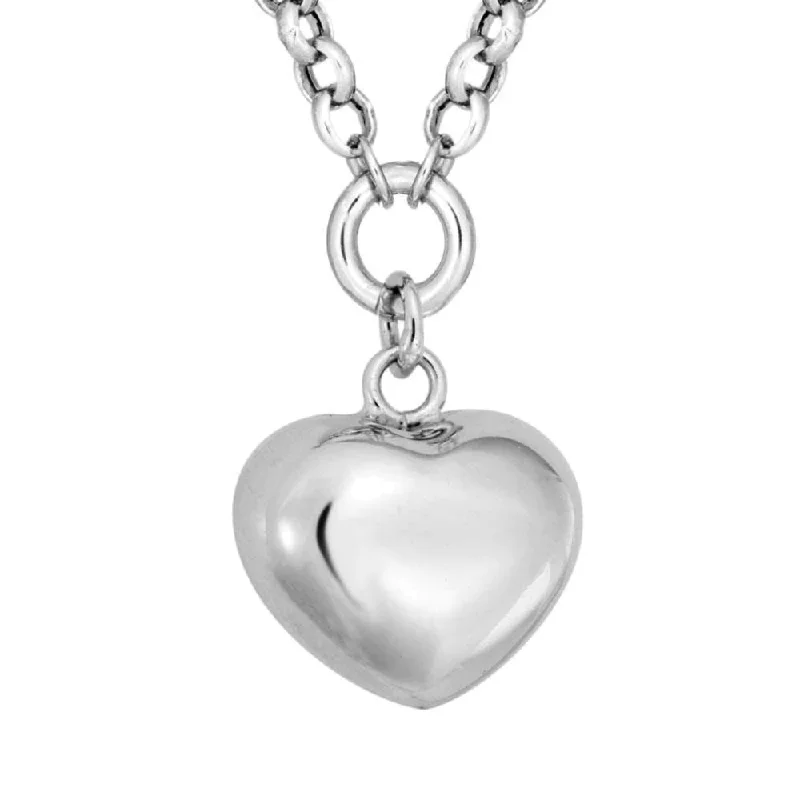 Nymph wing necklaces-Silver Puffed Heart Pendant Necklace