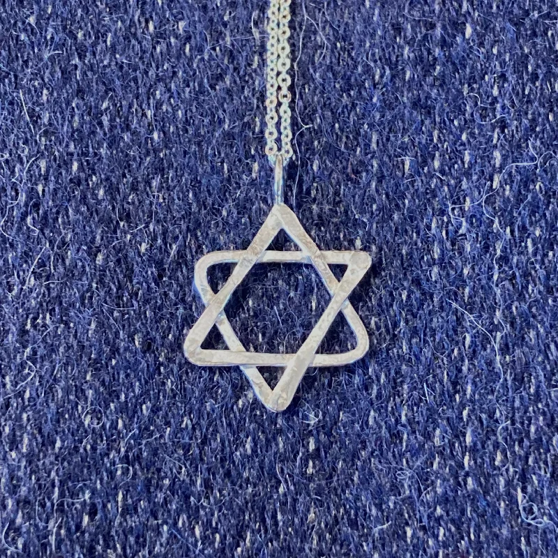 Raised disc necklaces-Sterling Silver Star of David Necklace