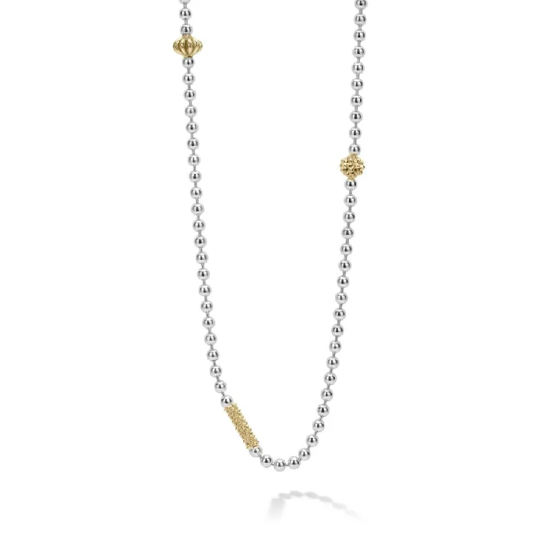 Spiral knot necklaces-Lagos Caviar Icon Two Tone Beaded Necklace