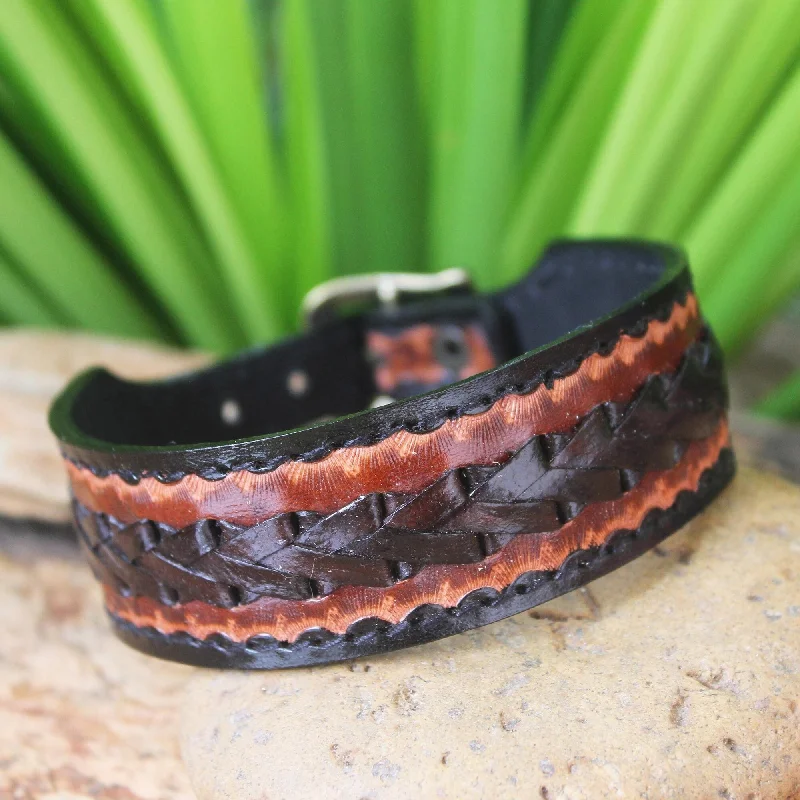 Polished bead bangles-Handmade Men's Leather 'Explorer' Bracelet (Thailand)