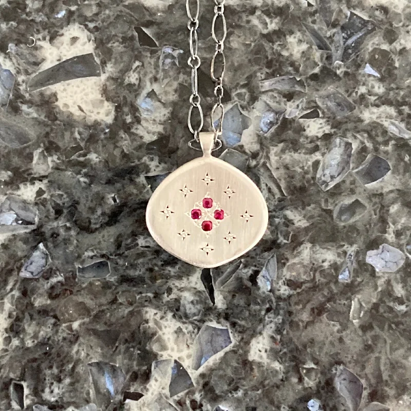 Chic art necklaces-Nebula Rubies and Sterling Silver Pendant Necklace