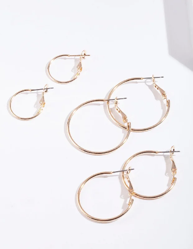 Broad hoop earrings-Gold Multi Size Hoop Earring Pack