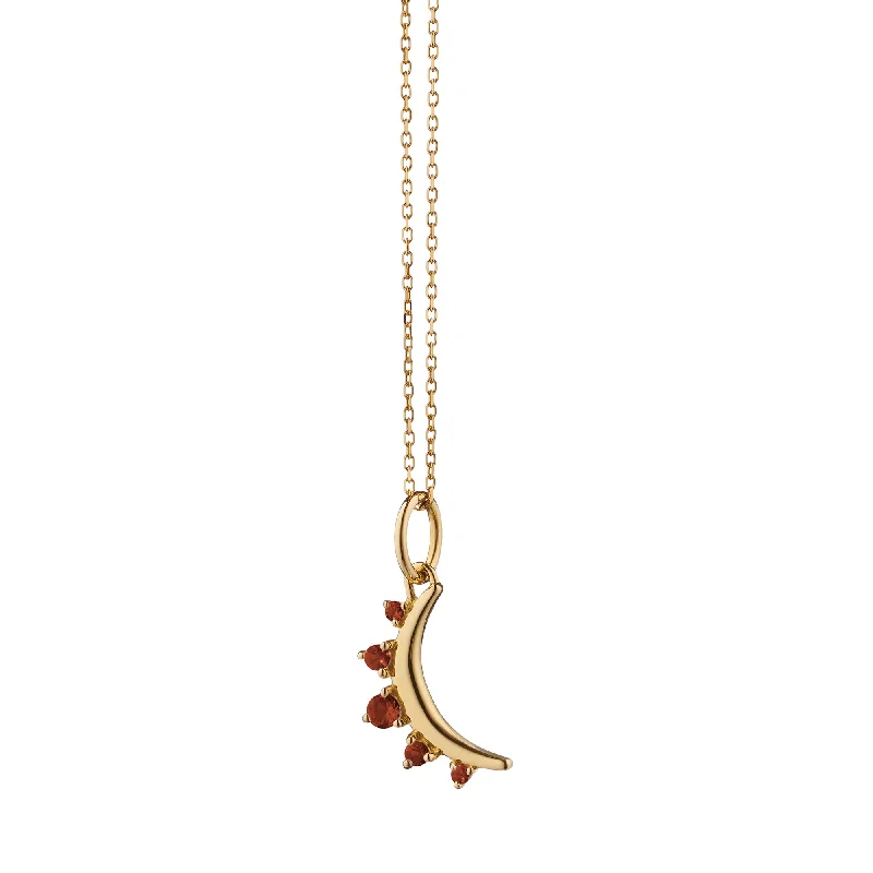 Silk cord necklaces-January Garnet "Moon" 18K Gold Birthstone Necklace