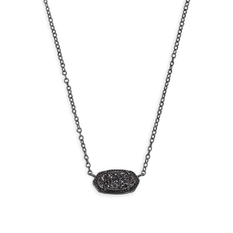 Radiant pearl necklaces-Kendra Scott Elisa Short Pendant Necklace in Gunmetal Black Drusy