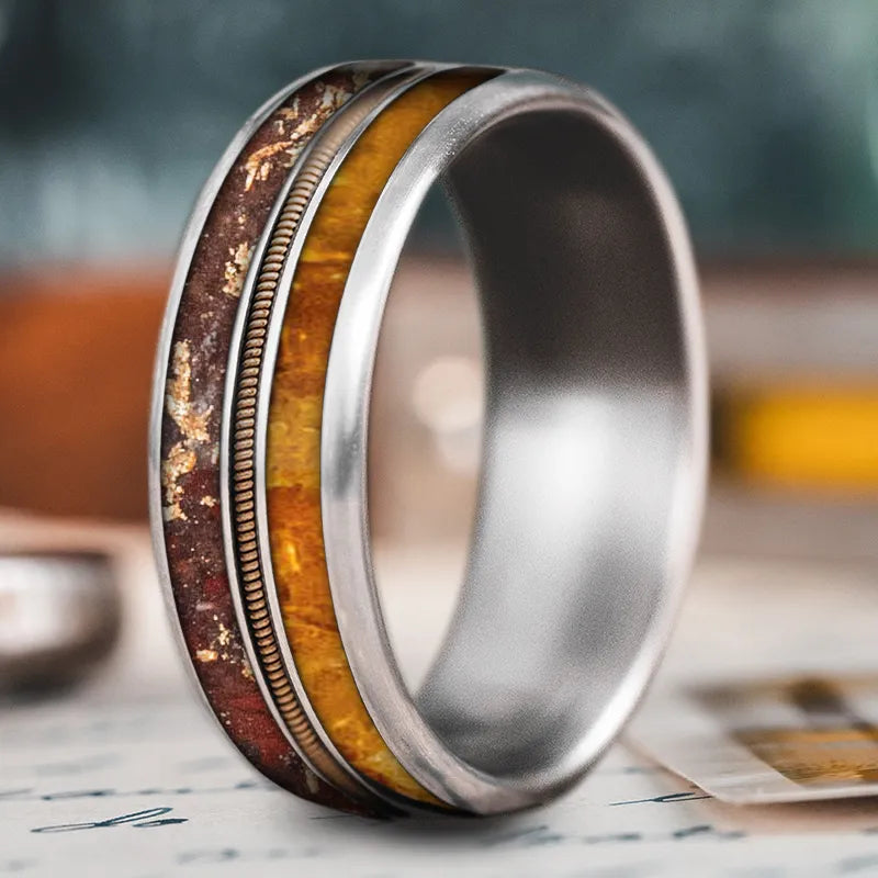 Oak grain rings-Custom Design - 3-Inlay Metal Center Ring PB4XucrrraqBOmjdZExMI4k3