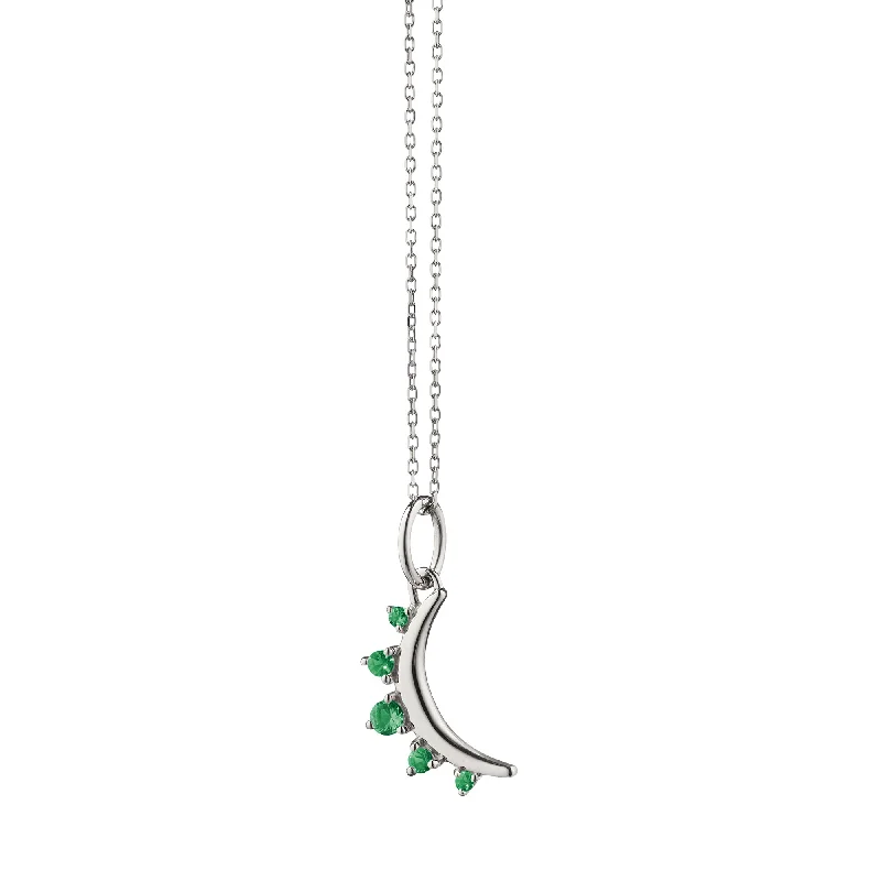 Loop knot necklaces-May Emerald "Moon" Sterling Silver Birthstone Necklace