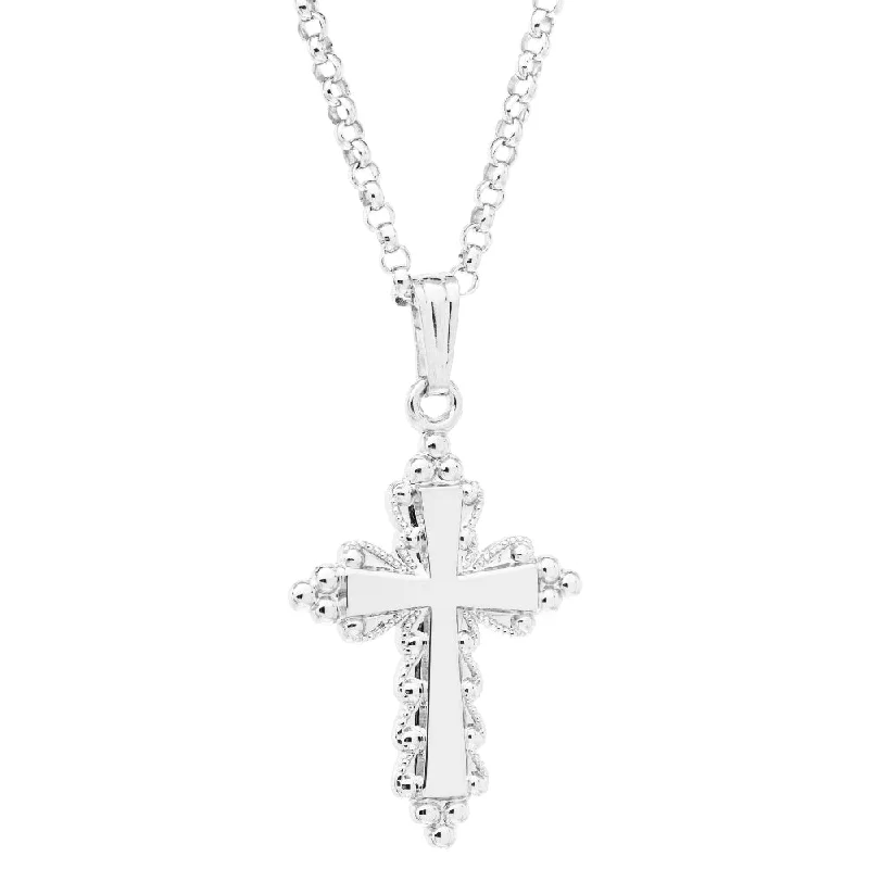 Sapphire gem necklaces-Sterling Silver Accented Cross Necklace 18"