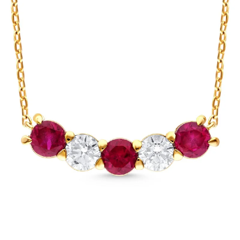 Cosmic star necklaces-14k Ruby and Diamond Pendant Necklace