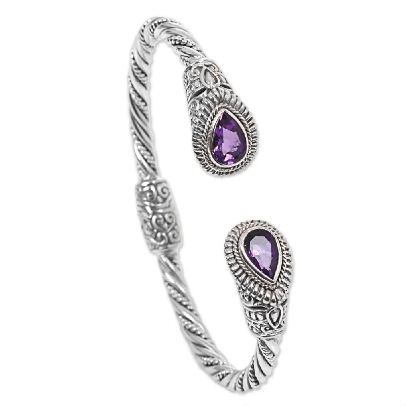 Old lock bangles-NOVICA Handmade Sterling Silver Bright Eyes Amethyst Bracelet (Indonesia)