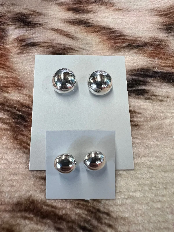 Topaz stud earrings-Silver Pearl Post Earrings- Small/Large