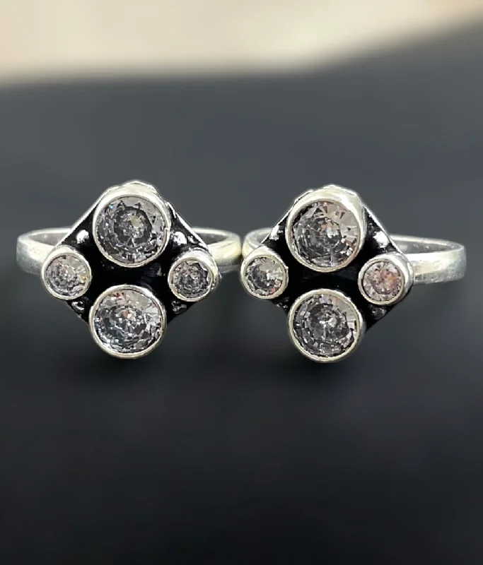 Chunky stone engagement rings-The Vinyas Gemstone Silver Toe-Rings