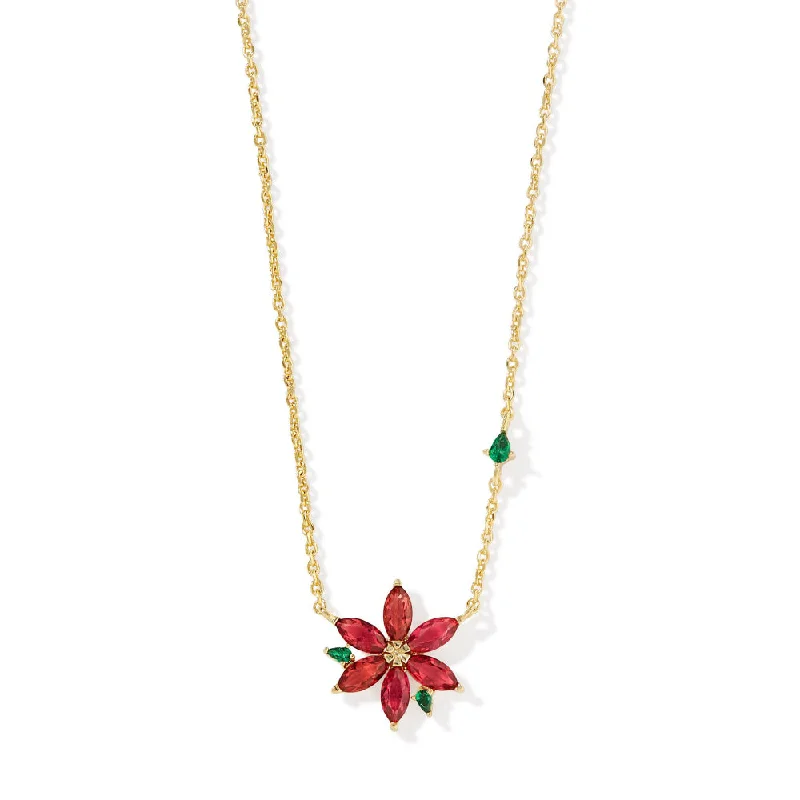 Light wood necklaces-Kendra Scott Poinsettia Short Pendant Necklace