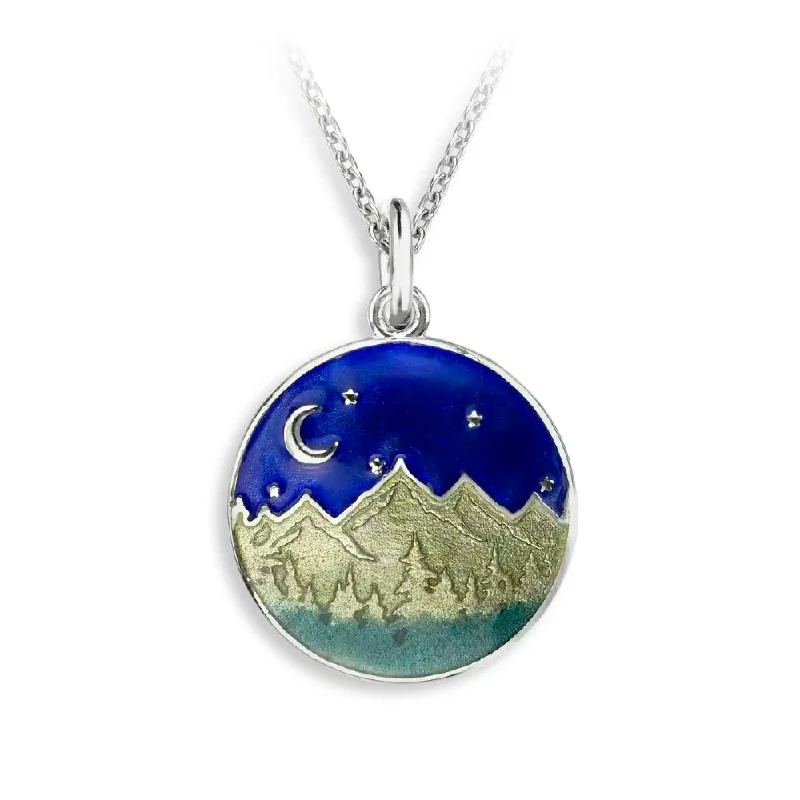 Celestial charm necklaces-Nicole Barr Enamel Mountains Night Necklace