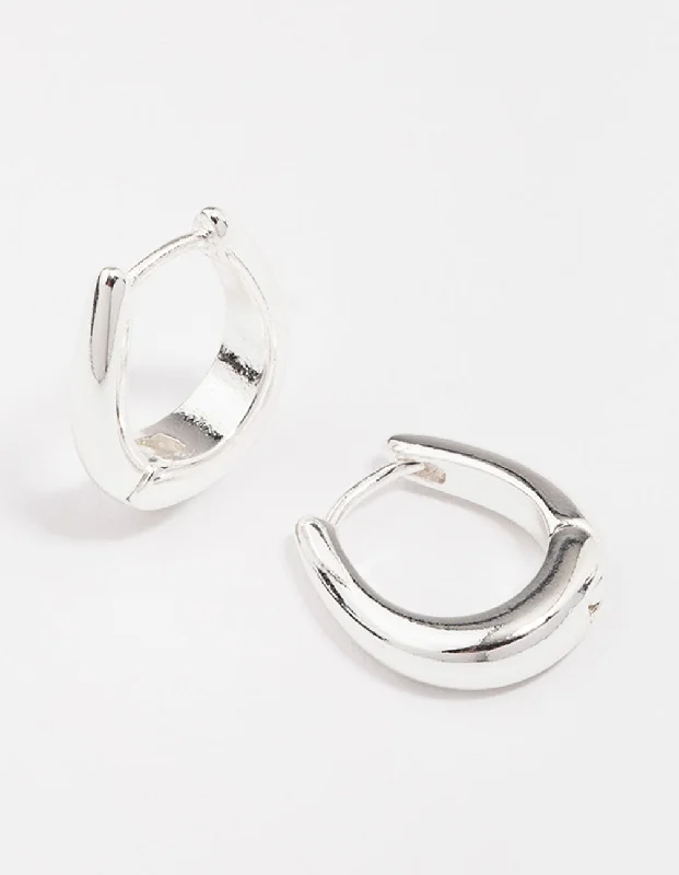 Ruby stone earrings-Silver Plated Gradual Small Huggie Hoop Earrings