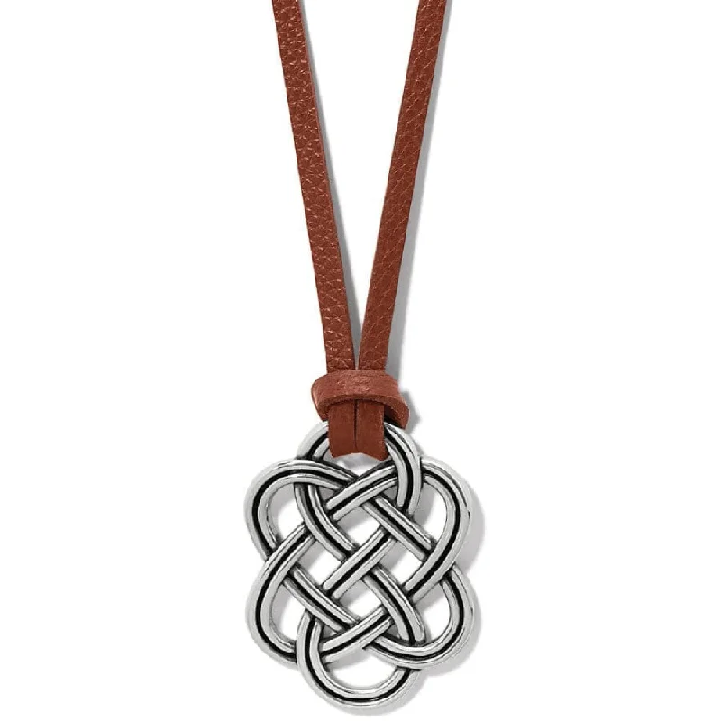 Pure crystal necklaces-Brighton Interlok Trellis Leather Necklace