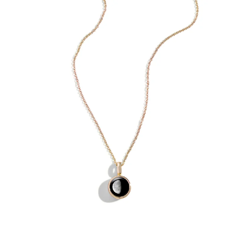 Elastic thread necklaces-Moonglow Sky Light Gold Moon Phase Necklace