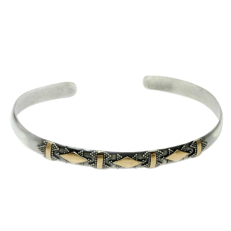 Astro theme bangles-NOVICA Majestic Diamond, Gold accent cuff bracelet