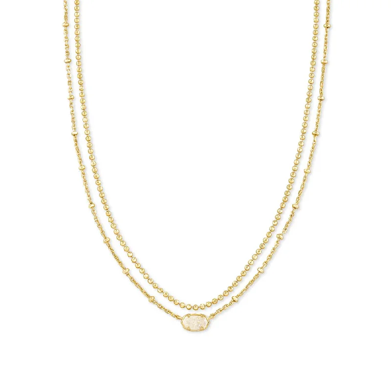 Retro locket necklaces-Kendra Scott Emilie Multi Strand Necklace in Drusy