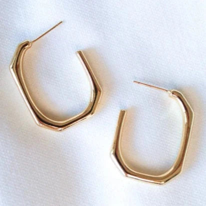 Solid ring earrings-Kinsey Designs | Polly Gold Tone Rectangular Hoop Earrings