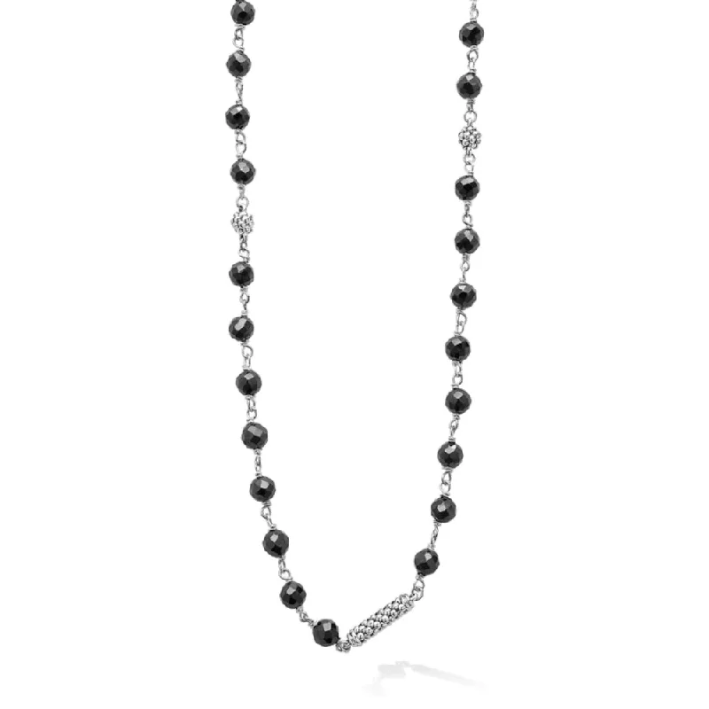 Square shape necklaces-Lagos Caviar Icon Long Black Ceramic Beaded Necklace