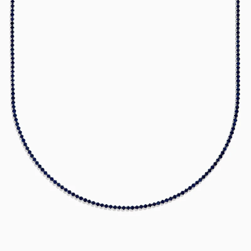 Silk cord necklaces-Royal Bleu 14K White Gold Blue Sapphire Necklace