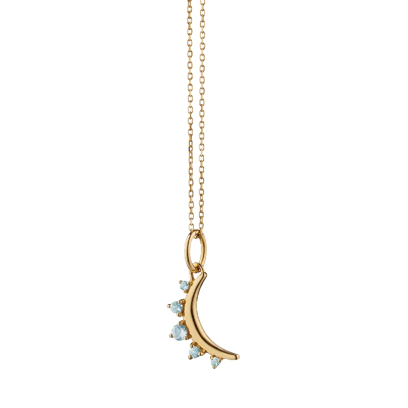 Ten-strand necklaces-March Aquamarine "Moon" 18K Gold Birthstone Necklace