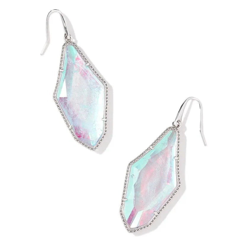 Fine heart earrings-Kendra Scott | Evelyn Silver Drop Earrings in Rock Crystal Dichoric