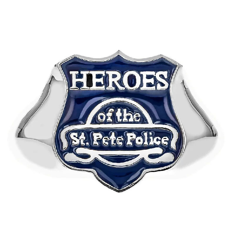 Eternity style engagement rings-Ladies Sterling Silver Heroes Of The St. Pete Police Ring