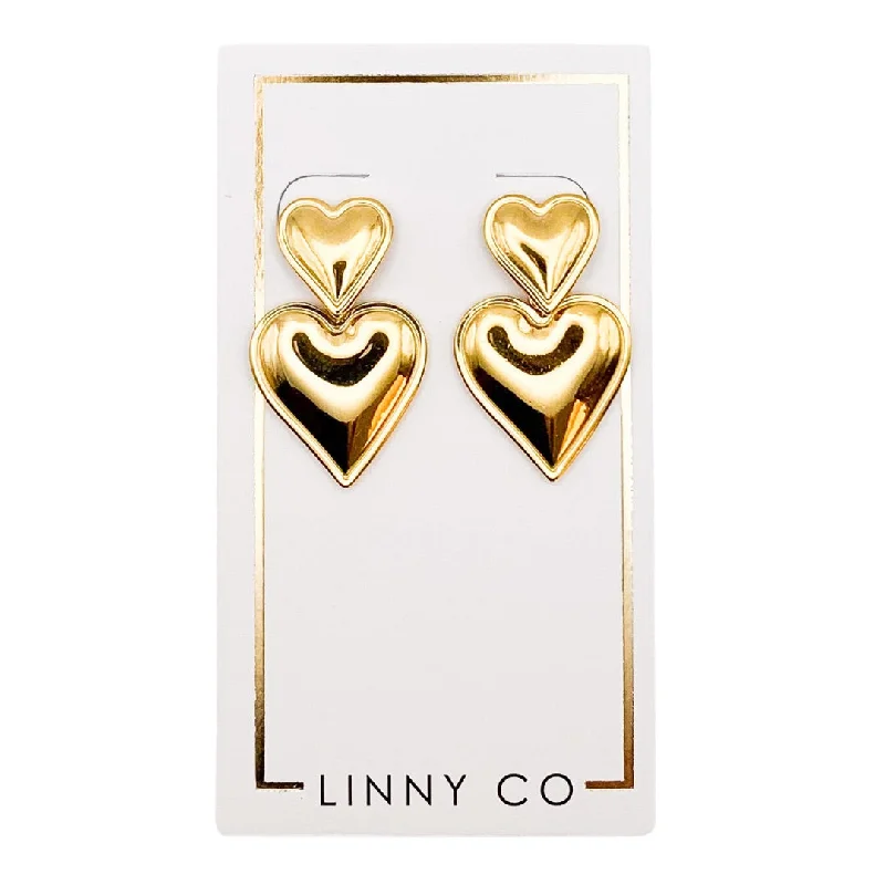 Radiant star earrings-Linny Co | Esme Gold Tone Heart Drop Earrings