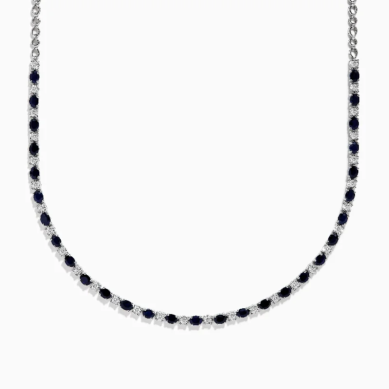 Galaxy charm necklaces-Royale Bleu 14K White Gold Sapphire and Diamond Necklace