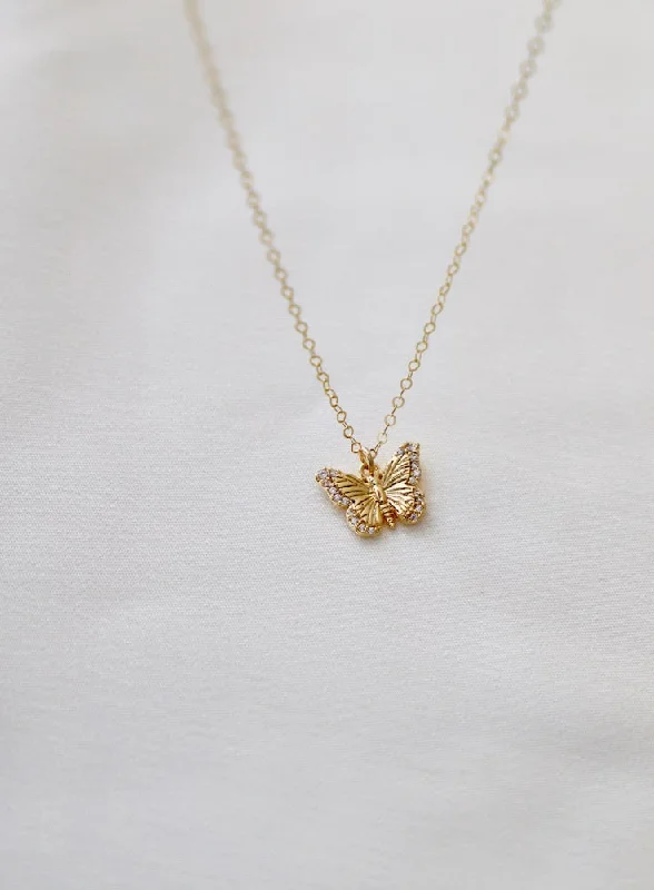 Chic art necklaces-CZ BUTTERFLY NECKLACE