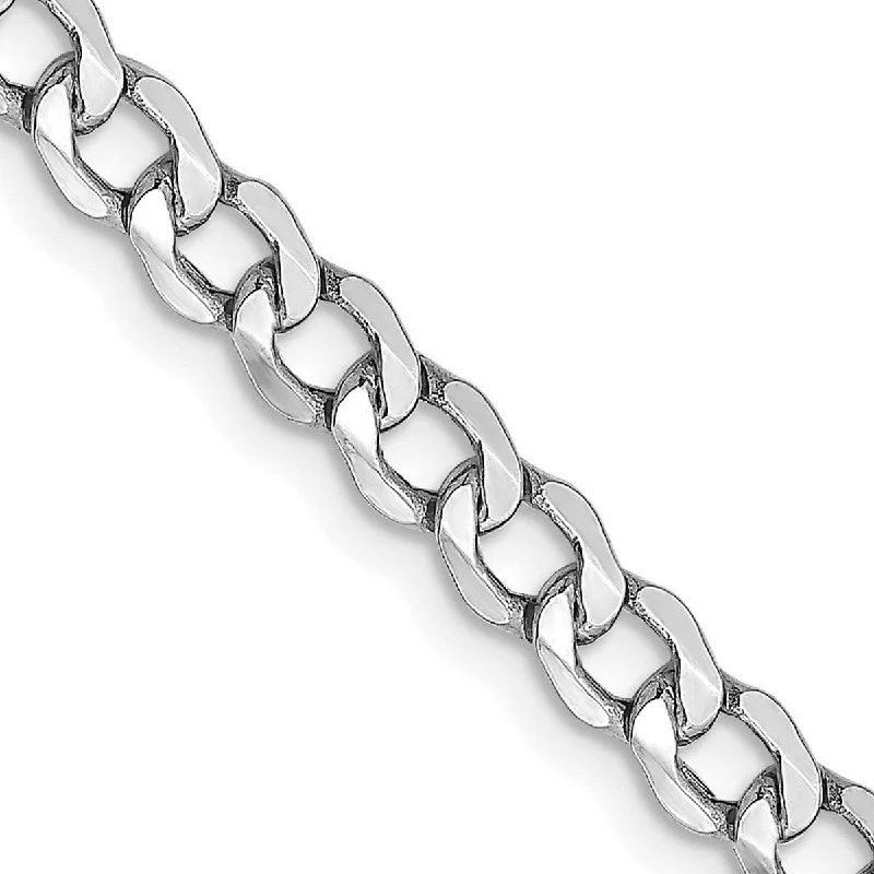 Multi-chain bangles-Curata 14k White Gold Hollow Polished Lightweight Lobster Claw Closure 4.3mm Semi solid Curb Link Chain Bracelet