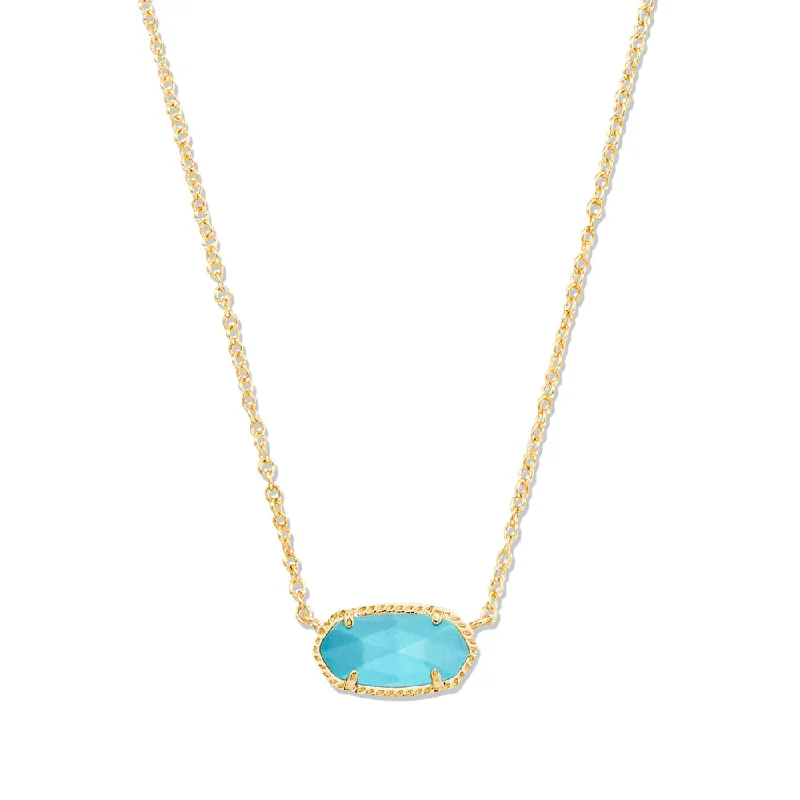 Blended metal necklaces-Kendra Scott Elisa Short Pendant Necklace in Gold Turquoise Magnesite