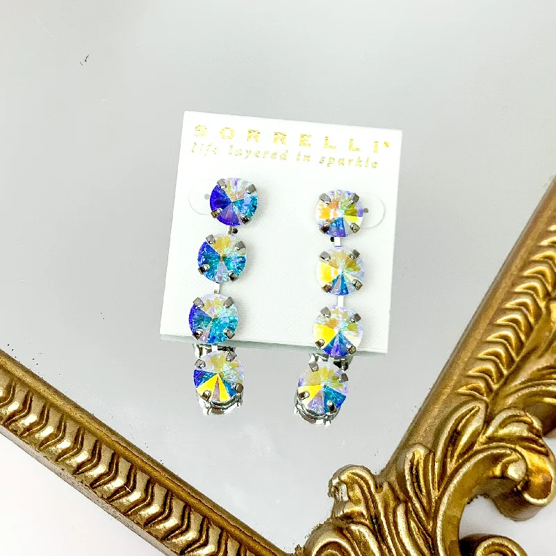 Tide theme earrings-Sorrelli | Mara Statement Earrings in Palladium Silver Tone with Aurora Borealis Crystals