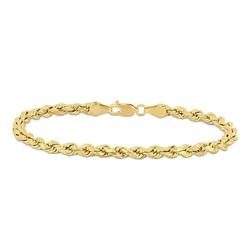 Subtle accent bangles-7.5 Inch 14k Yellow Gold Rope Chain Bracelet by Miadora - 4 mm x 7.5 in