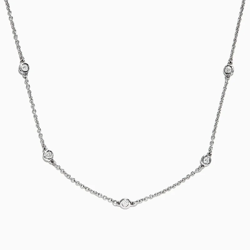 Floating gem necklaces-14K White Gold 18" Diamond Necklace, .69 TCW