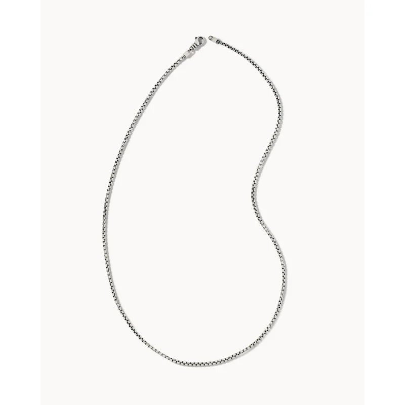 Freshwater pearl necklaces-Scott Bros. Beck Thin Round Box Chain Necklace In Oxidized Sterling Silver