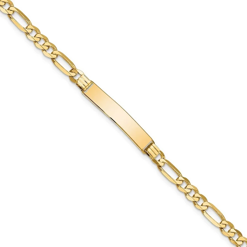 Pure modern bangles-Curata 10k Yellow Gold 6.3mm Engravable Figaro Link ID Bracelet