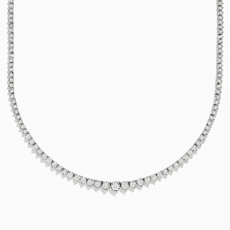 Tribal coin necklaces-14K White Gold Diamond Tennis Necklace 2.94 TCW