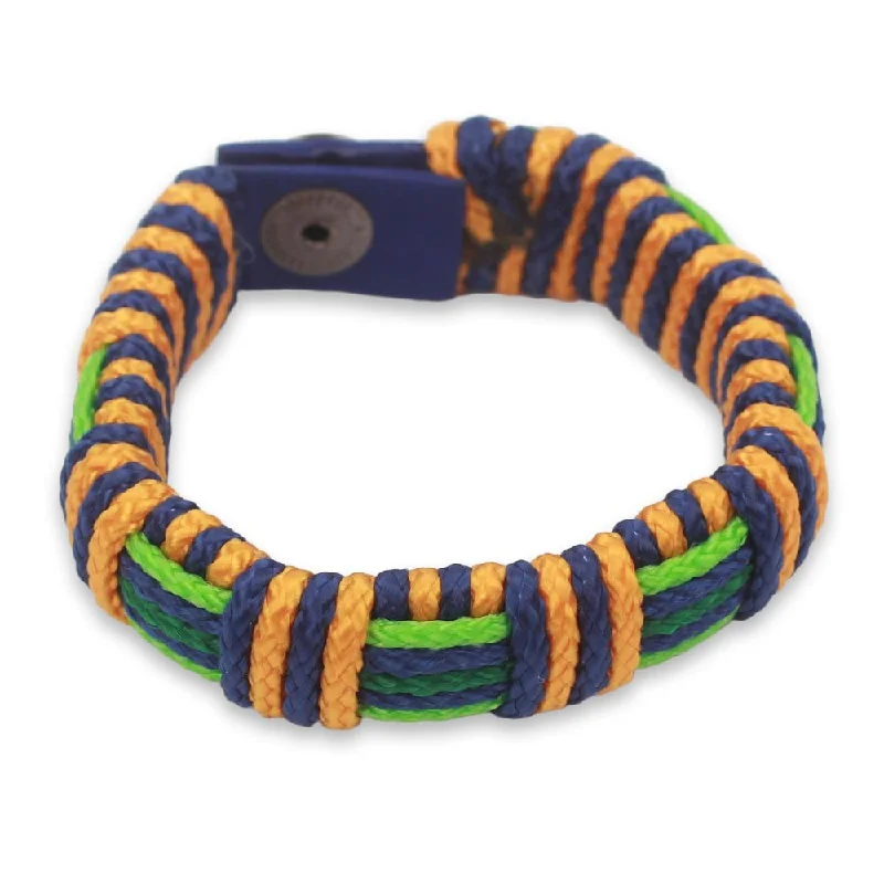 Pinch clasp bangles-Handmade Men's Wristband Bracelet, 'Gratitude Kente' (Ghana)