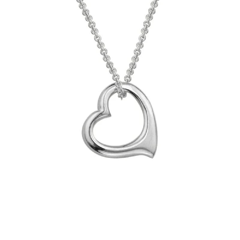 Cosmic star necklaces-Sterling Silver Floating Heart Pendant Necklace