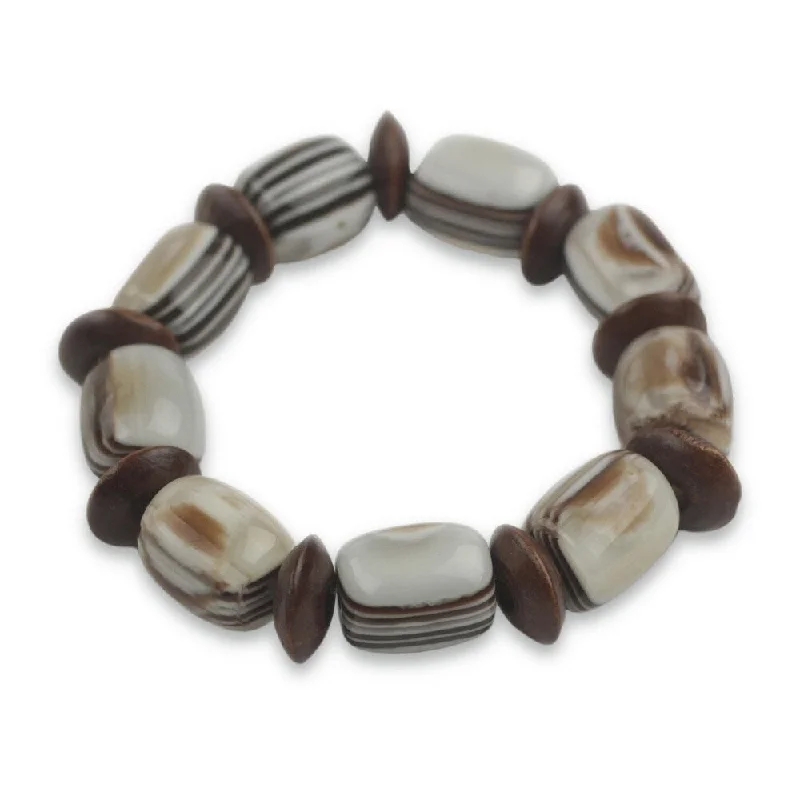 Fine pearl bangles-Handmade Sese Wood 'Elikplim' Bracelet (Ghana)