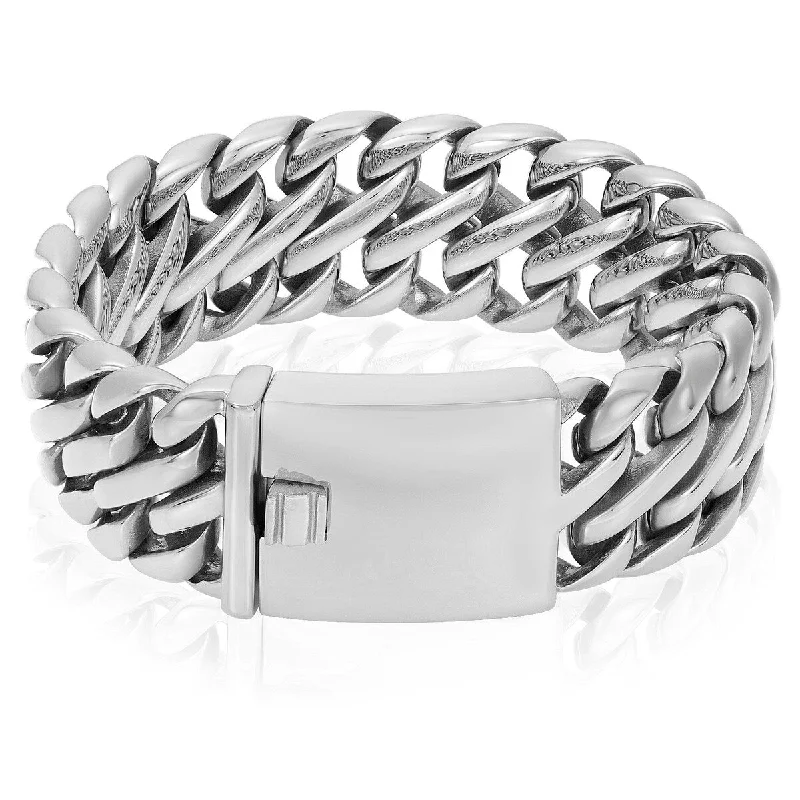 Sleek design bangles-Crucible Men's Fancy Wide Curb Link Stainless Steel Bracelet (23mm)