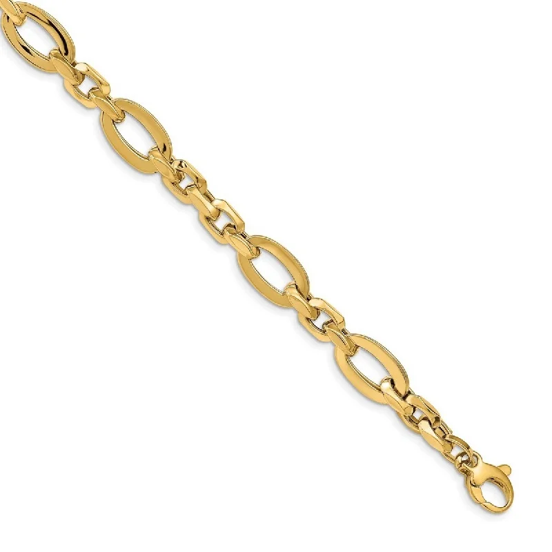 Tiny star bangles-Curata 9mm 14k Gold Polished Link Bracelet 8.25 Inch