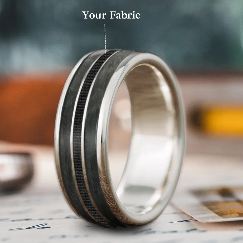 Chiseled letter rings-Custom Design - 3-Inlay Narrow Center Ring 3VFs8GWsj1TxxJZKGmRoDSPH