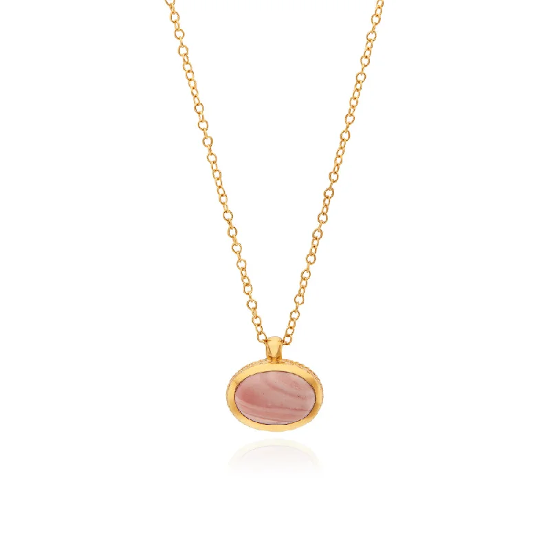 High bar necklaces-Anna Beck Small Pink Opal Pendant Necklace