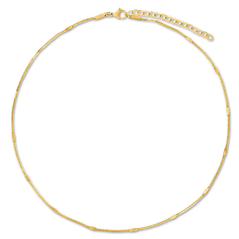 Loop knot necklaces-Carolina Dainty Round Snake Chain Choker Necklace