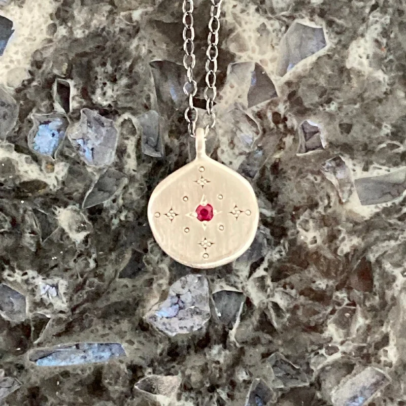 Oval drop necklaces-Evening Star Ruby Sterling Silver Pendant Necklace