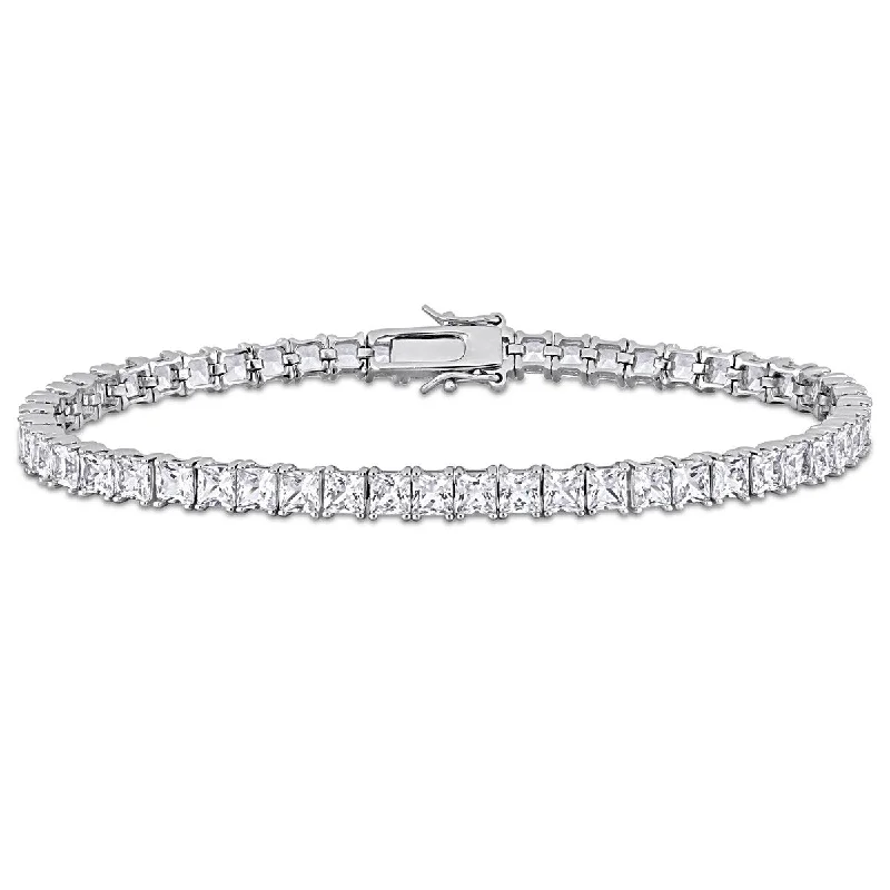 Fine pearl bangles-Miadora Men's 19ct TGW Created White Sapphire Tennis Bracelet Sterling Silver - 8.75 in