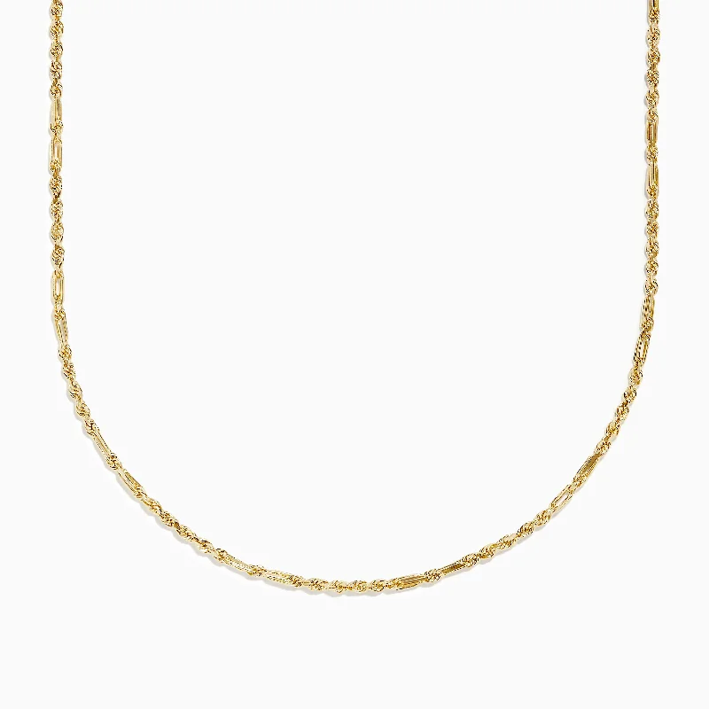 Rope braid necklaces-14K Yellow Gold Figaro Rope Chain Necklace 18"